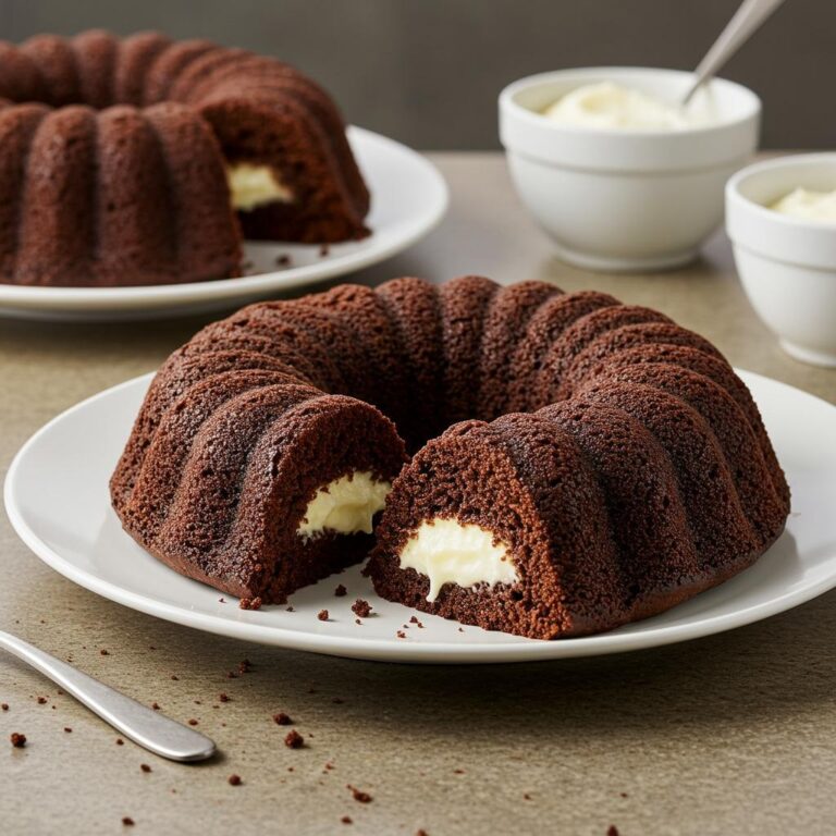 Bizcocho de chocolate con relleno de queso crema