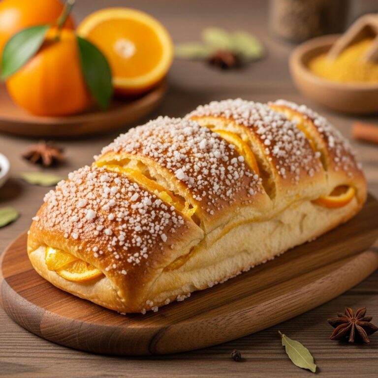 Pan de Especias y Naranja con Cobertura de Azúcar Perlado
