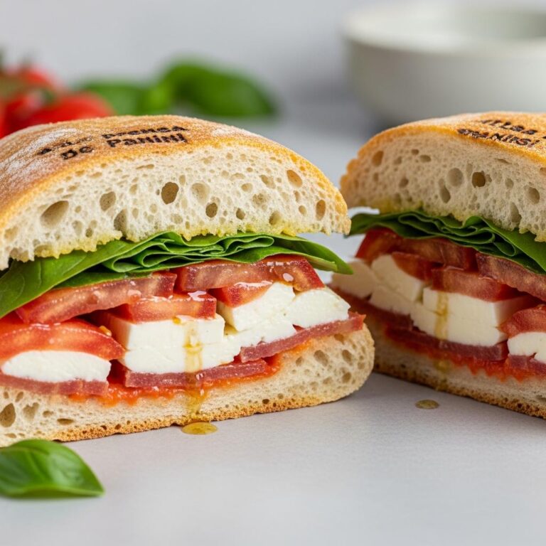 Panini Caprese de Tomate, Mozzarella y Albahaca