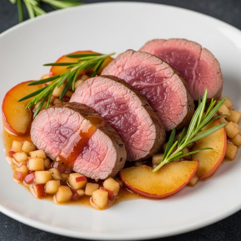 Solomillo de Cerdo con Reducción de Oporto y Manzana