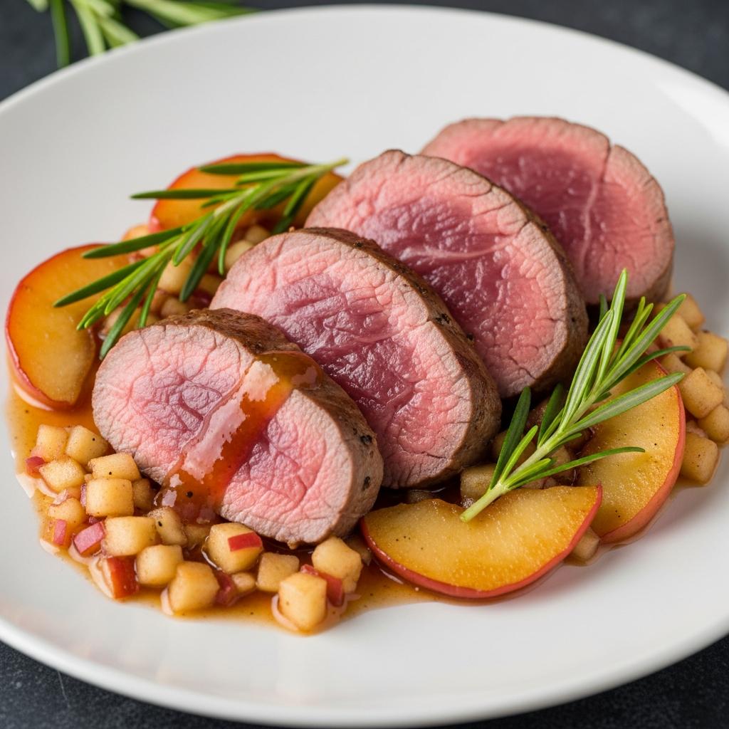 Solomillo de Cerdo con Reducción de Oporto y Manzana