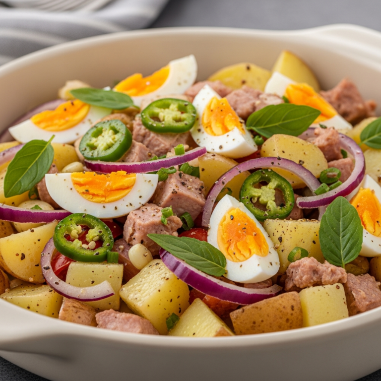 Ensalada campera con atún y huevo duro