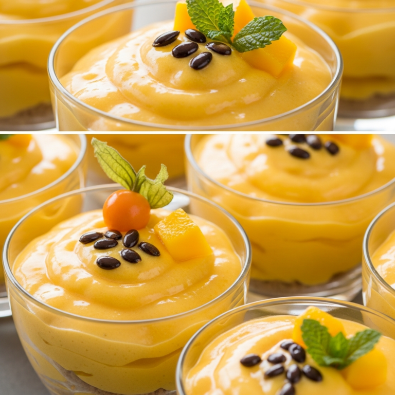 Mousse de mango y maracuyá con textura sedosa